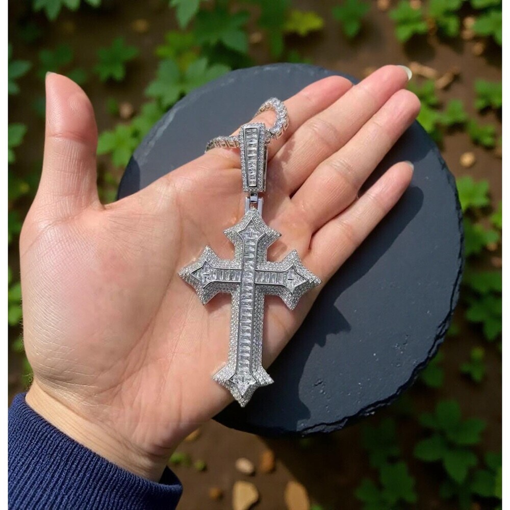 Iced Out Tennis Cross Pendant